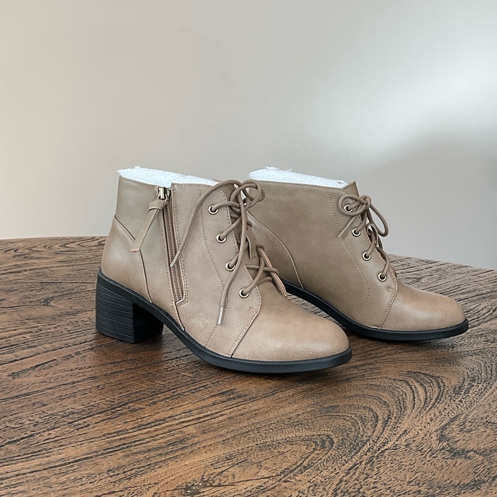Easy Street Taupe Ankle Booties